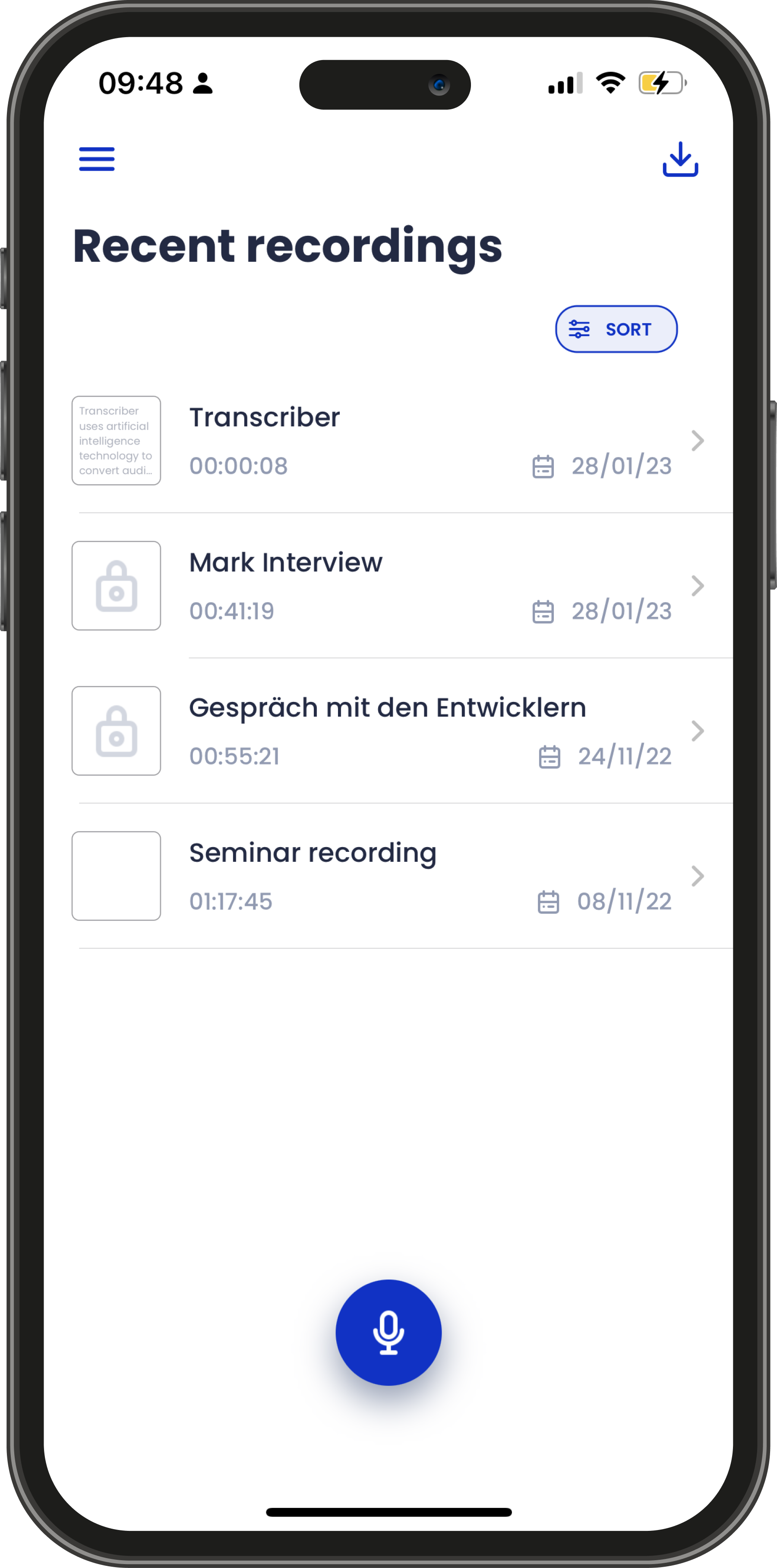 transcriber app home